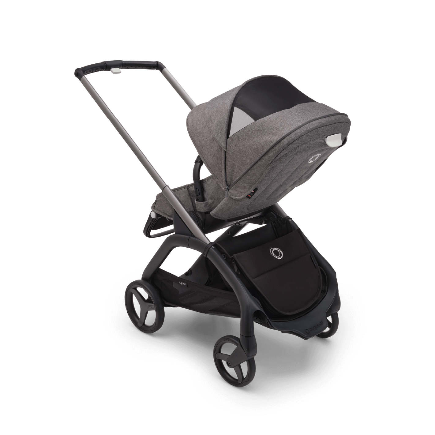 Kinderwagen_Bugaboo_Dragonfly_grey-melange_sitz_hinten_Ansicht_von_vorne_rechts #farbe_grey-melange