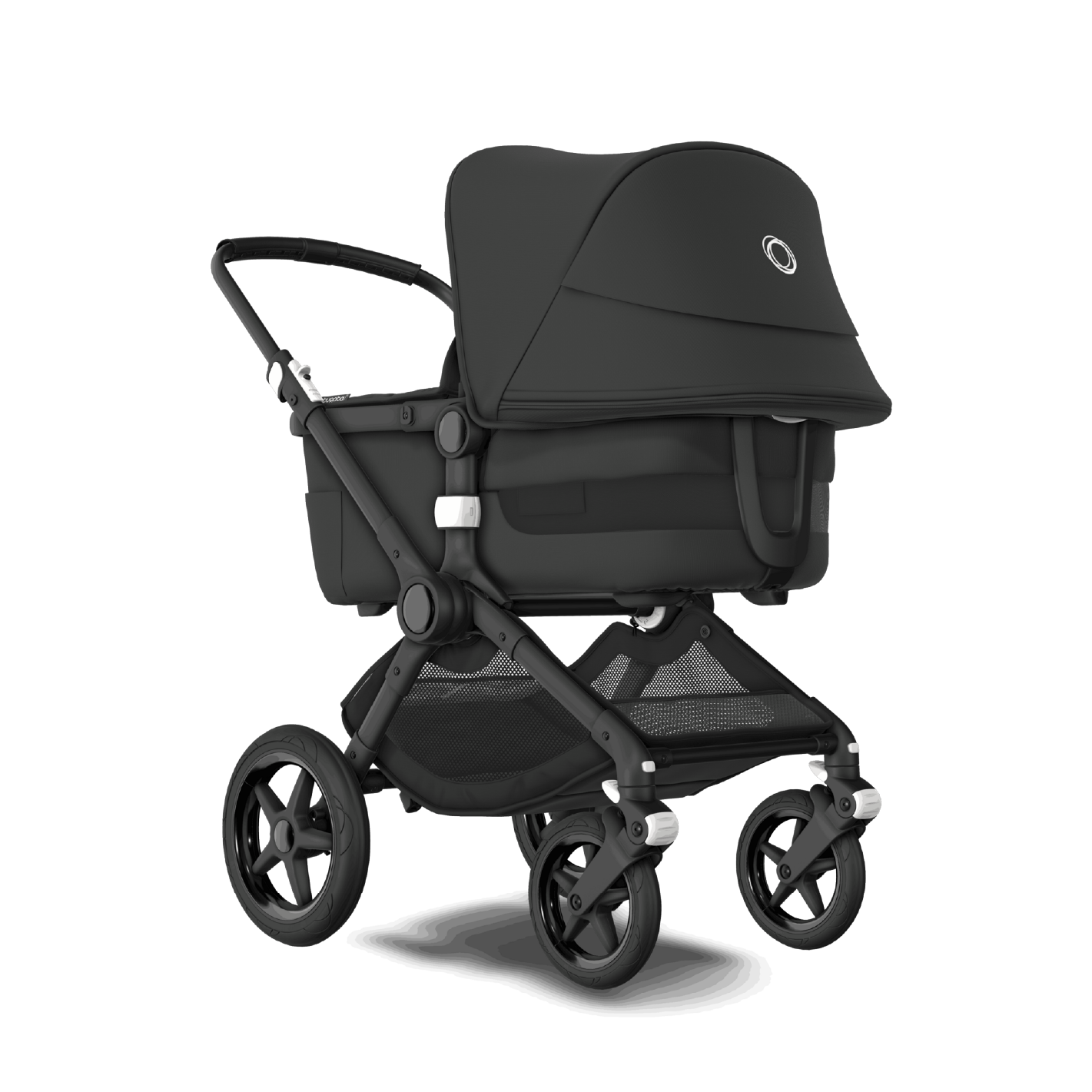 Kinderwagen_Bugaboo_Fox_3_midnight-black_Ansicht_mit_bassinet_von_vorne_rechts#Farbe_midnight-black