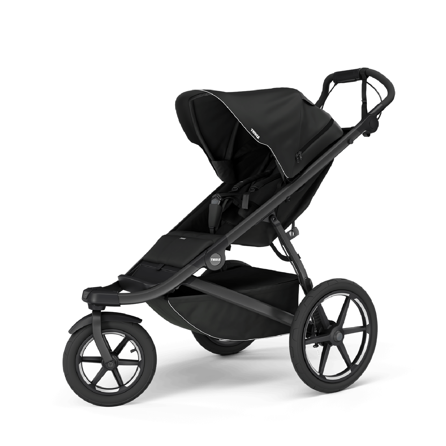 Kinderwagen_Thule_Urban_Glide_3_black_Ansicht_von_vorne_mitsitz #farbe_black #aufbau_ohne-babyschale