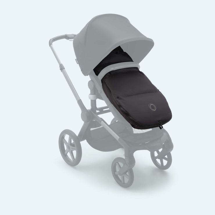 Kinderwagen_Bugaboo_Fox_5_grey_melange_Ansicht_mit_sitz_von_hinten_rechts_mit_footmuff_black 