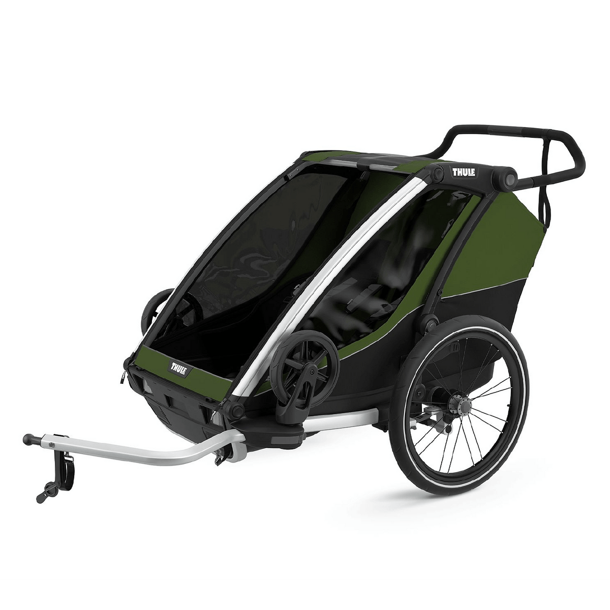 Velo-Anhanger_Thule_Chariot_2_Cypress-green_Ansicht_von_vorne_links 