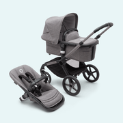 Kinderwagen_Bugaboo_Fox_5_grey_melange_Ansicht_mit_bassinet_und_sitz_von_hinten_links #farbe_grey-melange